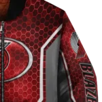 personalized portland trail blazers power plate red bomber jacket best selling