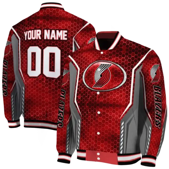personalized portland trail blazers power plate red varsity jacket fashion forward.webp