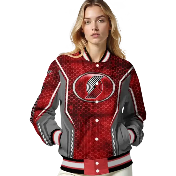 personalized portland trail blazers power plate red varsity jacket latest model.webp