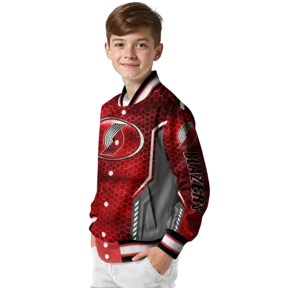personalized portland trail blazers power plate red varsity jacket trendy.webp