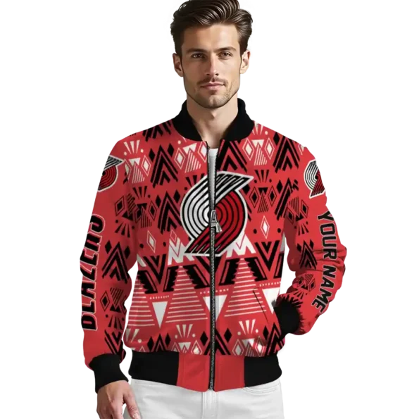 personalized portland trail blazers pyramid shapes red bomber jacket high quality