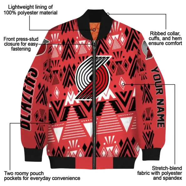 personalized portland trail blazers pyramid shapes red bomber jacket new arrival
