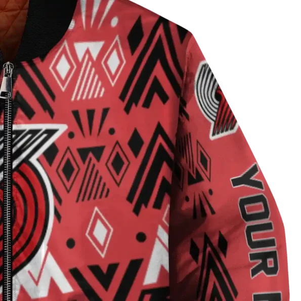 personalized portland trail blazers pyramid shapes red bomber jacket premium grade