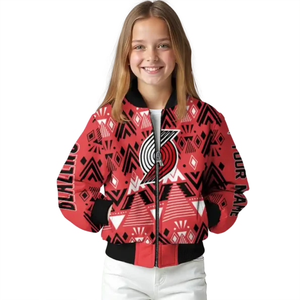 personalized portland trail blazers pyramid shapes red bomber jacket top rated