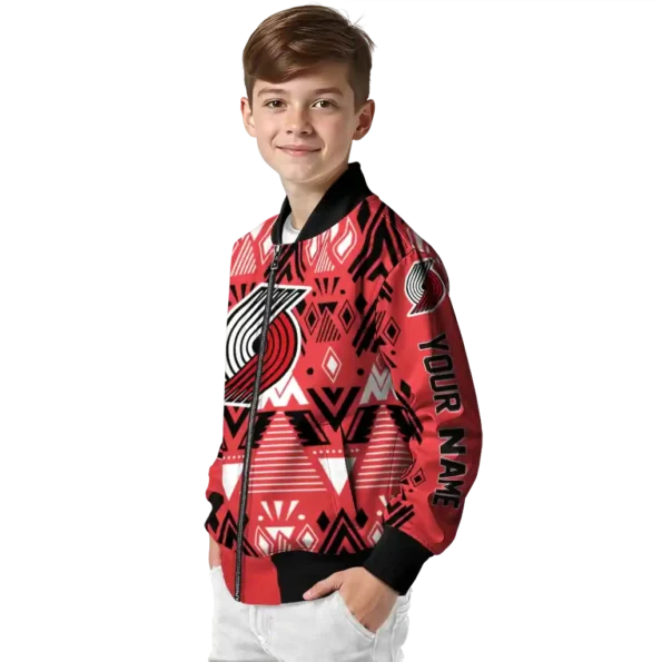 personalized portland trail blazers pyramid shapes red bomber jacket trendy