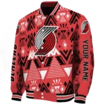 personalized portland trail blazers pyramid shapes red varsity jacket best selling.webp