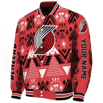 personalized portland trail blazers pyramid shapes red varsity jacket best selling.webp