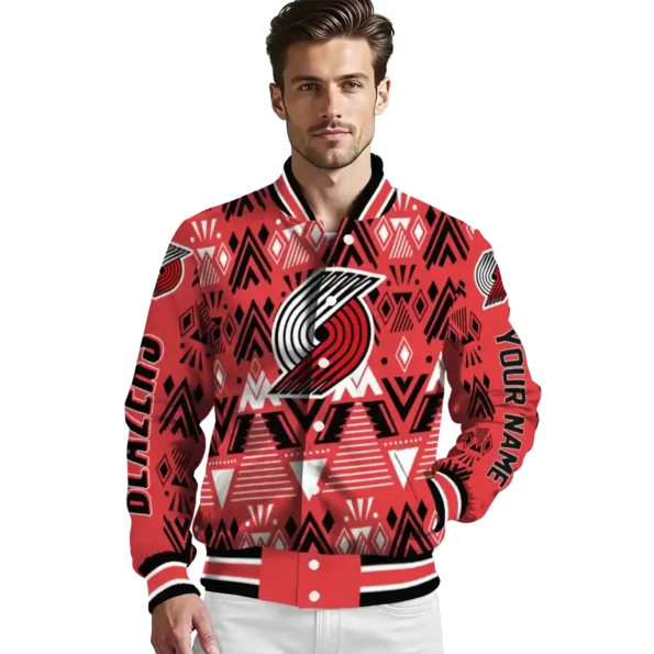 personalized portland trail blazers pyramid shapes red varsity jacket high quality.webp