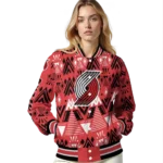 personalized portland trail blazers pyramid shapes red varsity jacket best selling.webp