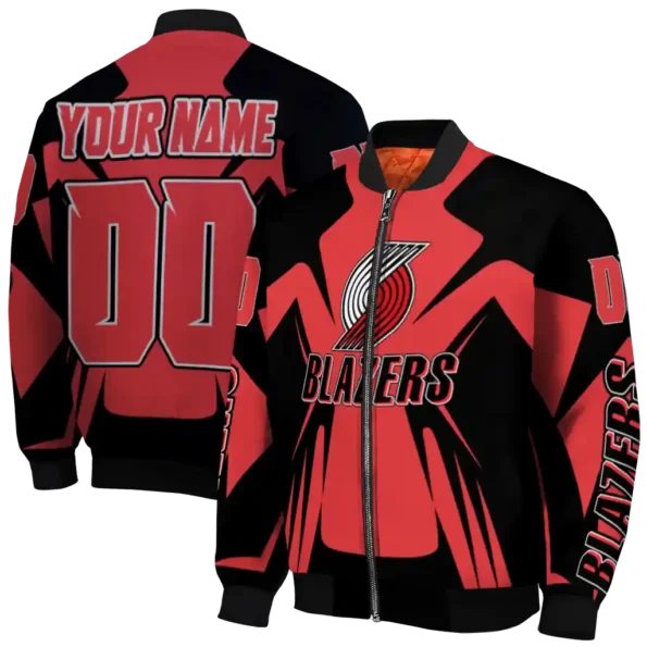 personalized portland trail blazers spider mark red bomber jacket fashion forward