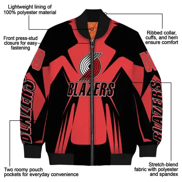 personalized portland trail blazers spider mark red bomber jacket new arrival