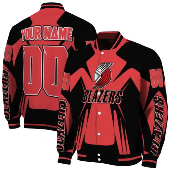 personalized portland trail blazers spider mark red varsity jacket fashion forward.webp
