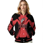 personalized portland trail blazers spider mark red varsity jacket best selling.webp