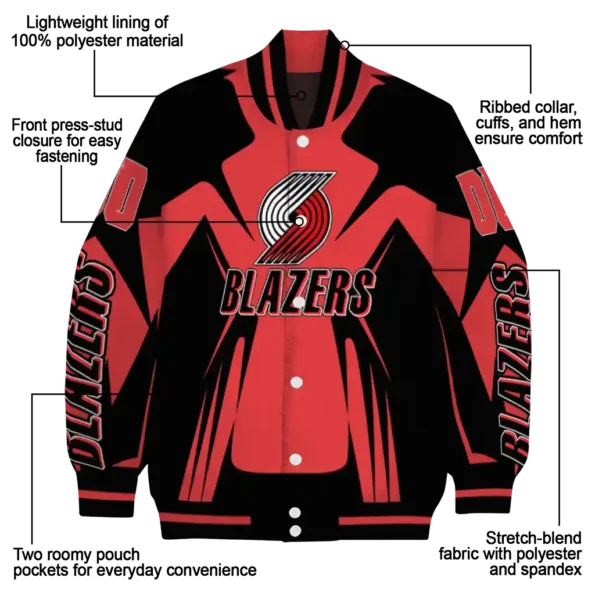 personalized portland trail blazers spider mark red varsity jacket new arrival.webp