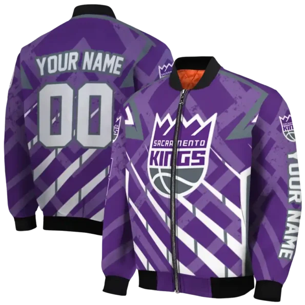 personalized sacramento kings chevron angles purple bomber jacket fashion forward