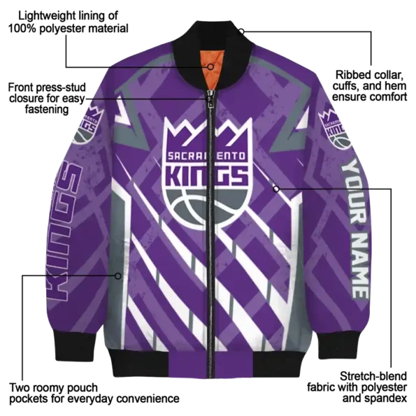 personalized sacramento kings chevron angles purple bomber jacket new arrival