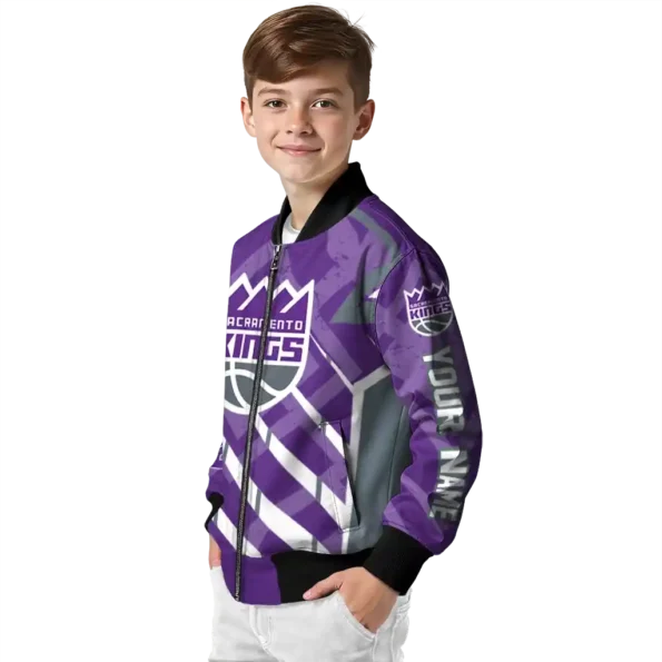 personalized sacramento kings chevron angles purple bomber jacket trendy