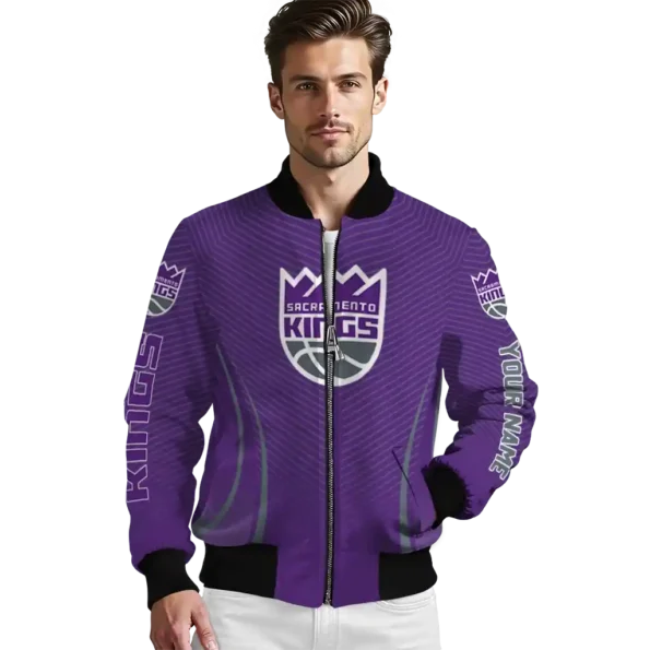 personalized sacramento kings chevron arrow purple bomber jacket high quality
