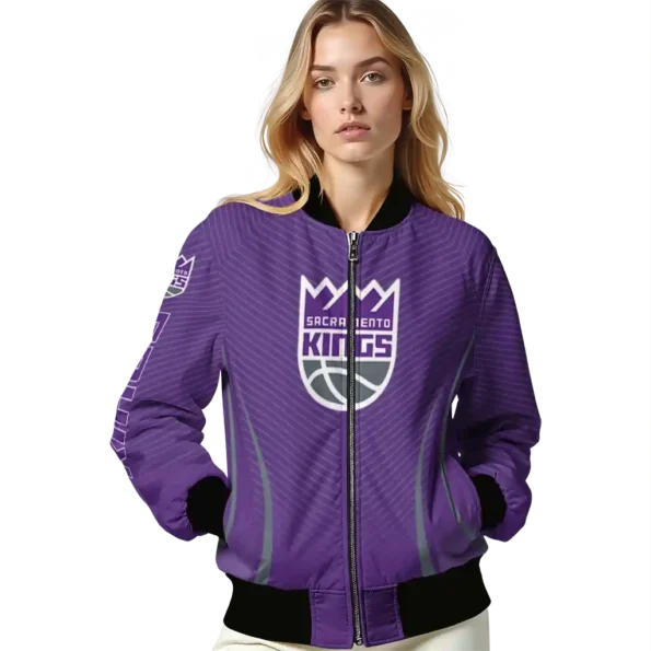personalized sacramento kings chevron arrow purple bomber jacket latest model