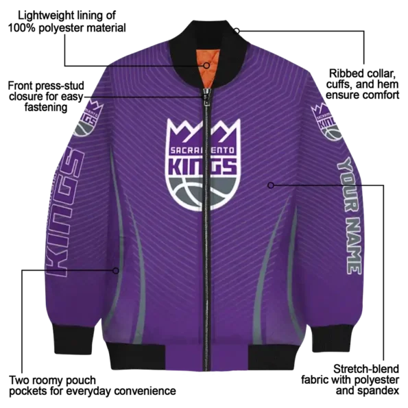 personalized sacramento kings chevron arrow purple bomber jacket new arrival
