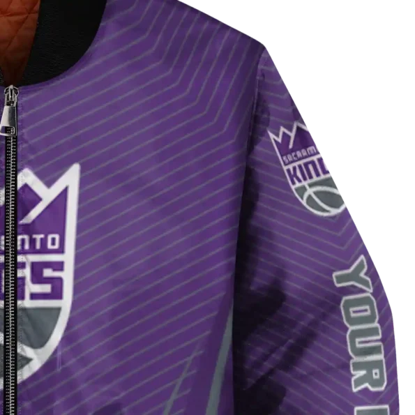 personalized sacramento kings chevron arrow purple bomber jacket premium grade