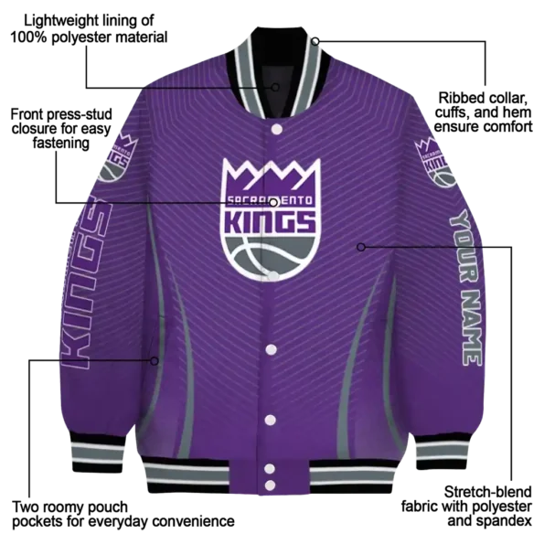 personalized sacramento kings chevron arrow purple varsity jacket new arrival.webp