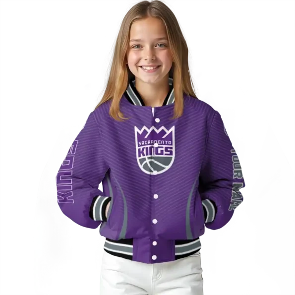 personalized sacramento kings chevron arrow purple varsity jacket top rated.webp