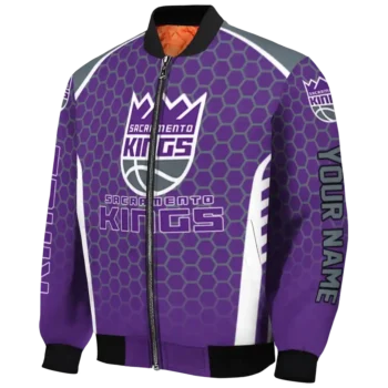 personalized sacramento kings hexagon grid purple bomber jacket best selling