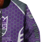 personalized sacramento kings hexagon grid purple bomber jacket best selling