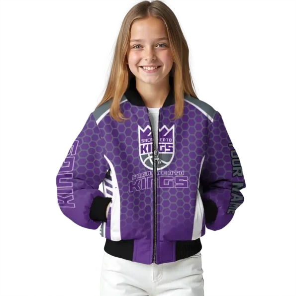 personalized sacramento kings hexagon grid purple bomber jacket top rated