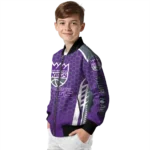 personalized sacramento kings hexagon grid purple bomber jacket best selling