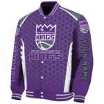 personalized sacramento kings hexagon grid purple varsity jacket best selling.webp