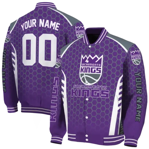 personalized sacramento kings hexagon grid purple varsity jacket fashion forward.webp