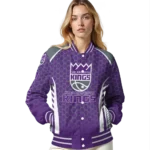 personalized sacramento kings hexagon grid purple varsity jacket best selling.webp