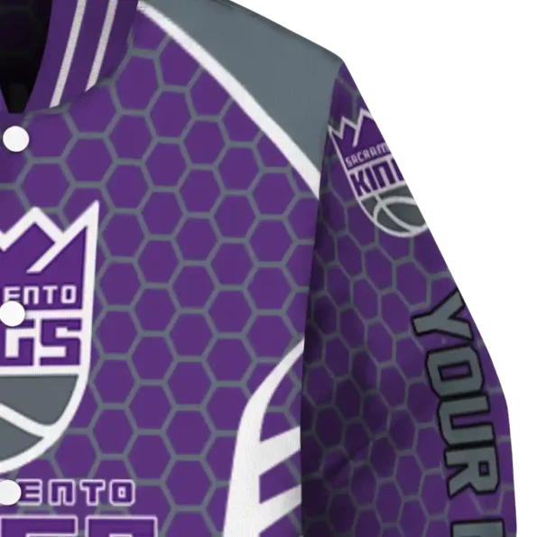 personalized sacramento kings hexagon grid purple varsity jacket premium grade.webp