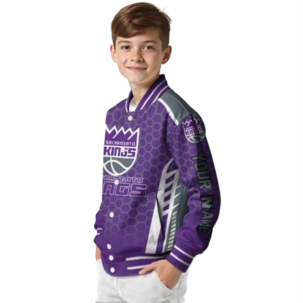 personalized sacramento kings hexagon grid purple varsity jacket trendy.webp