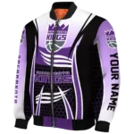 personalized sacramento kings mesh effect purple black bomber jacket best selling