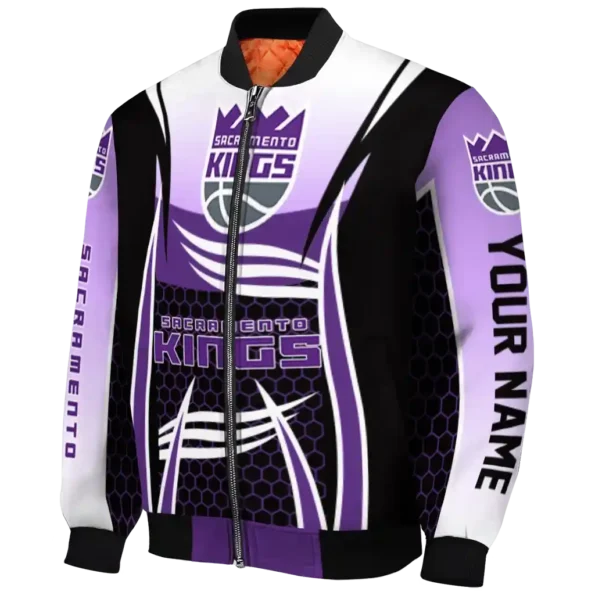 personalized sacramento kings mesh effect purple black bomber jacket best selling