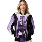 personalized sacramento kings mesh effect purple black bomber jacket best selling