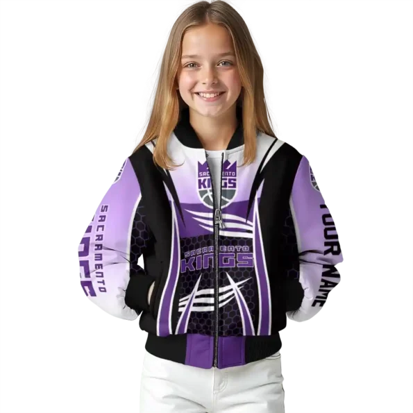 personalized sacramento kings mesh effect purple black bomber jacket top rated