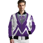 personalized sacramento kings v stripes purple white bomber jacket best selling