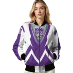 personalized sacramento kings v stripes purple white bomber jacket best selling
