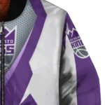 personalized sacramento kings v stripes purple white bomber jacket best selling