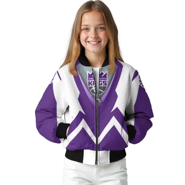 personalized sacramento kings v stripes purple white bomber jacket top rated