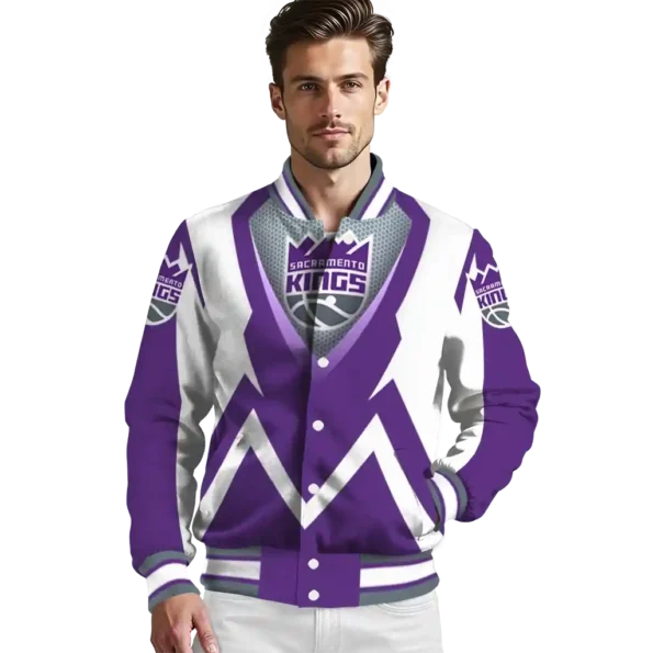 personalized sacramento kings v stripes purple white varsity jacket high quality.webp