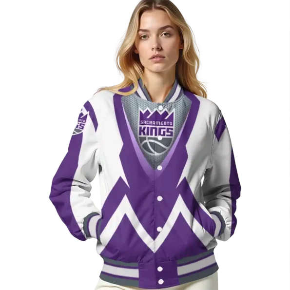 personalized sacramento kings v stripes purple white varsity jacket latest model.webp