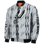 personalized san antonio spurs bolt stripe silver bomber jacket best selling