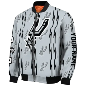 personalized san antonio spurs bolt stripe silver bomber jacket best selling
