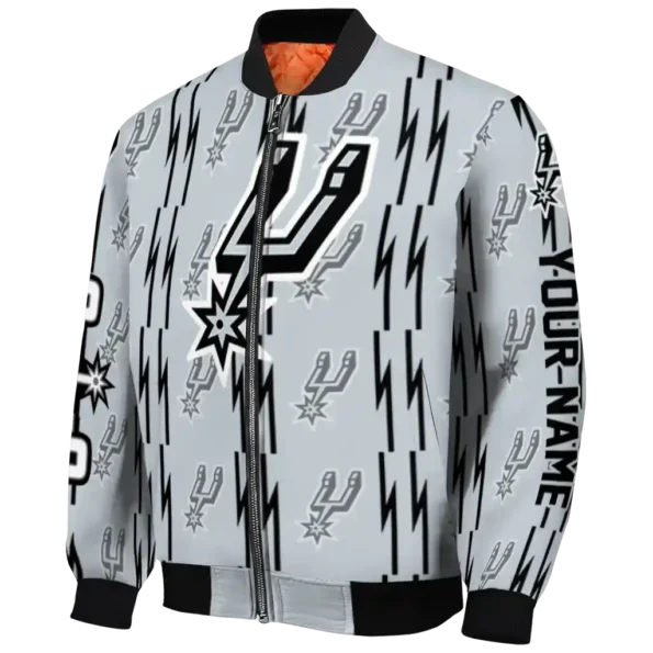 personalized san antonio spurs bolt stripe silver bomber jacket best selling