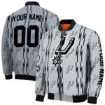 personalized san antonio spurs bolt stripe silver bomber jacket best selling